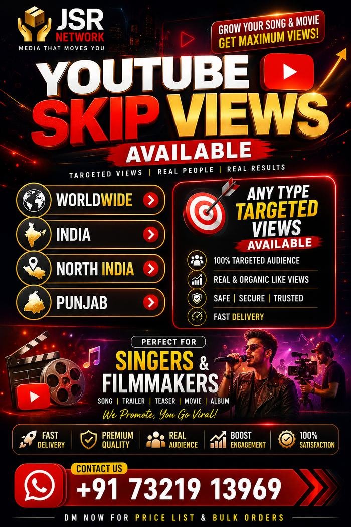 JSR Network targeted YouTube skippable ad campaign creative for singers and filmmakers